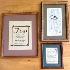 Framed Cross Stitch Wall Art Set of 3