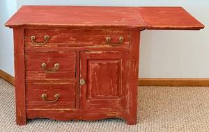 Vintage Painted Drop-Leaf Cabinet