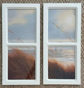 Coastal Framed Window Style Art Pair