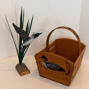 Benson Baskets & Benches Loon Basket With Loon Artwork