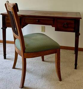 Vintage Wood Writing Desk & Chair Set