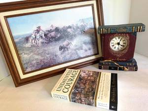 Undaunted Courage Book, Decorative Book Clock & Framed Print Mixed Lot