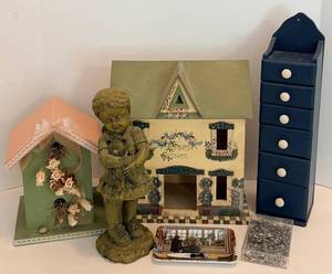 Handmade Decorative House, Drawer Tower & Figurine Mixed Lot