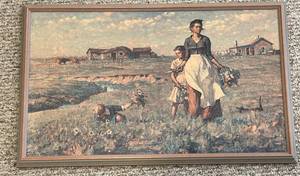 Vintage Framed Rural Landscape Painting