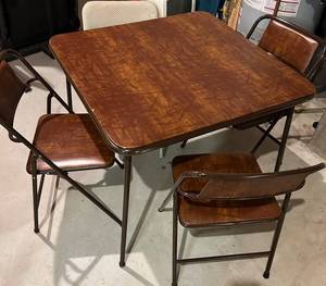 Folding Table & 4 Chairs Dining Set