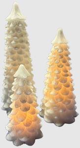 Frosted Pine Tree LED Candle Set (Lot of 3)