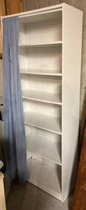 White Bookcase With Curtain