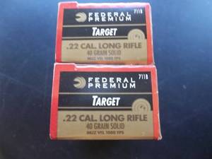 2-Boxes Of 50Federal Target Ammo. .22 Rimfire 40 Grain Solid