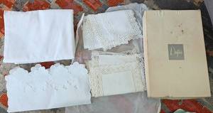 Bundle Of Linen Cutwork, Hand-Made Dresser Scarves, Runners, Doilys, Tablecloths
