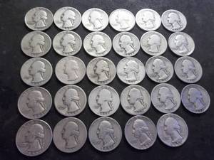 29 Silver Washington Quarters All Unique