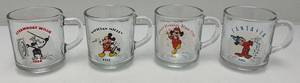 Collectible Disney Mickey Mouse Glass Mugs Including Steamboat Willie & More