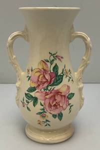 Vintage MCM Royal Copley Hand Painted Floral Vase 8