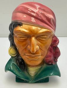 Vintage MCM Royal Copley PirateGypsy Wall Pocket Head Vase With Foil Label 8