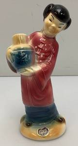 Vintage MCM Royal Copley Oriental Girl With Jug Figurine With Foil Label 8