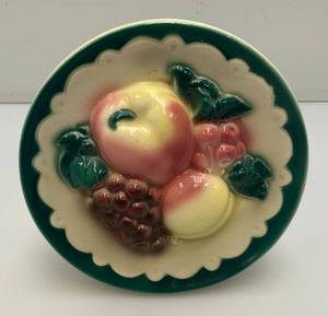 Vintage MCM Royal Copley Raised Fruit Wall pocket Planter 7 14