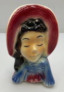 Viintage MCM Royal Copley Lady Head Wall Pocket Vase 6
