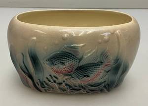 Vintage MCM Royal Copley BluePink Raised Fish Planter 3 14 x 3 12 x 6