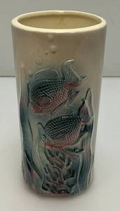 Viintage MCM Royal Copley BluePink Raised Fish Planter 3 12 x 7