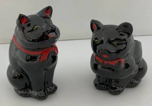 1950s Shafford Black Cat Creamer &amp Sugar Dish Made In Japan 4.5 &amp 5.5
