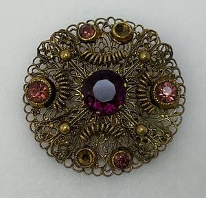 Relisted Do To No Show 1950s-60s Czech Ornate Brooch 2 (Couple Stones Misssing)