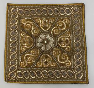 Vintage Asain Beaded Pillow Cover 16 x 16