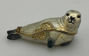 Vintage Enameled Seal Trinket Jar 3