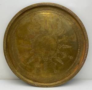 Very Large 30 14 Heavy Etched Brass Serving Tray Arabic