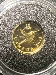 2013 CANADIAN HUMMINGBIRD HALF GRAM .9999 PURE GOLD IN AIRTITE