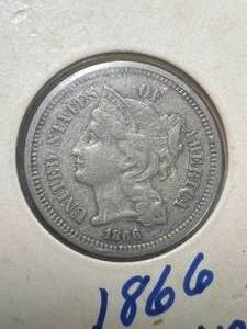 1866 US 3 CENT NICKEL