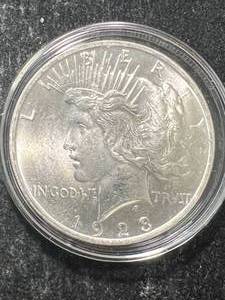 1923 US PEACE SILVER DOLLAR UNC IN AIRTITE