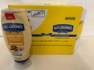 6x Hellmans Chicken Tender Mayonnaise Style Dip-Garlic Parmesan