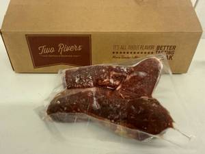 D. 10.00lbs Two Rivers Beef Ribeye Roll Steaks-Vaccum Sealed 3-4 Steaks Per Package-3-4 Packages per Case.