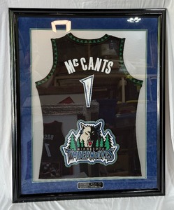 Rashad McCants Autographed and Custom Framed Minnesota Timberwolves Basketball Jersey w COA 35.5x43.5