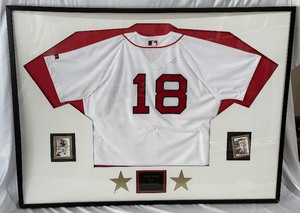 Johnny Damon Autographed and Custom Framed Boston Red Sox Baseball Jersey 49x36.5