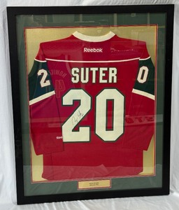 Ryan Suter Autographed and Custom Framed Minnesota Wild Hockey Jersey 34.5x43