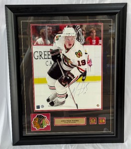 Jonathan Toews Autographed and Custom Framed Photo w COA Chicago Blackhawks Hockey 26.5x32.5