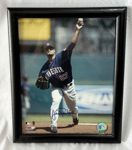 Johan Santana Autographed Photo w MLB COA 8x10 Framed Minnesota Twins Baseball