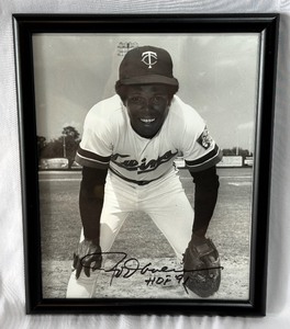 Rod Carew Autographed Photo Inscribed HOF 91 8x10 Framed Minnesota Twins Baseball