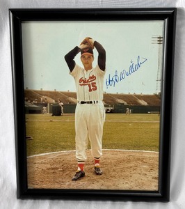 Hoyt Wilhelm Autographed Baseball Photo Framed 8x10