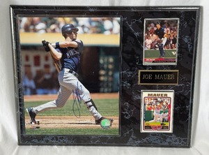 Joe Mauer Autographed Photo in Plaque w MLB COA - Minnesota Twins Baseball