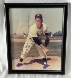 Bob Lemon Autographed Baseball Photo Framed 8x10