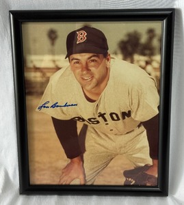 Lou Boudreau Autographed Baseball Photo Framed 8x10