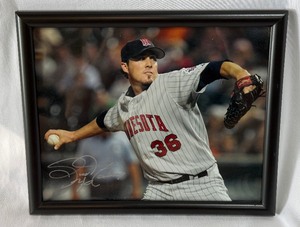 Joe Nathan Autographed Baseball Photo  Framed 8x10 Minnesota Twins