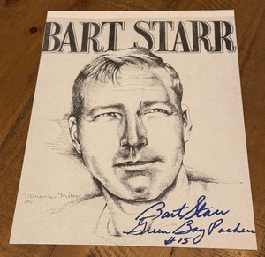 Bart Starr Autographed Print - Green Pay Packers Football