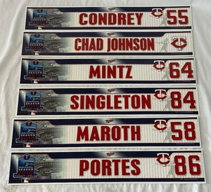 (6) Minnesota Twins Locker Room Name Plates from 2010 Innaugural Target Field Season - GAME USED