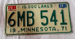 Vintage 1971 Minnesota License Plate