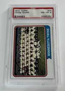 1974 Topps Minnesota Twins #74 PSA 8 NM-MT Slab Vintage Baseball Card