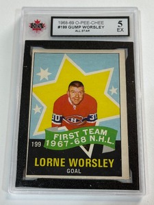 Lorne Gump Worsley LSA 5 EX Slab 1968-69 O-Pee-Chee #199 All-Star Vintage Hockey Card