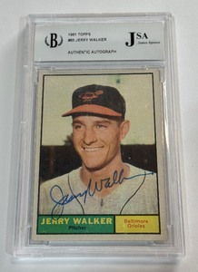 Jerry Walker Auto JSA Slab Authentic 1961 Topps #85 Vintage Baseball Card
