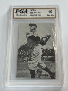 1947 Bond Joe Gordon Homogonized Bread Card FGA Grading 10 Gem Mint Vintage Baseball Card